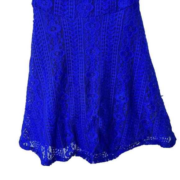 Amy Byer NWT Girls Dress Size 7 Cobalt Blue Sleeveless Floral Lace Textured - Picture 4 of 8